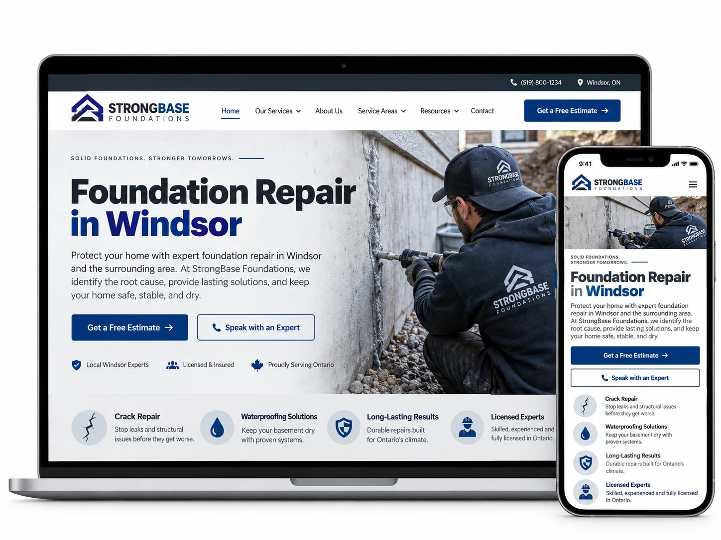 StrongBase Foundations Foundations website design concept